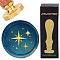 Wax Seal Stamp Set, Golden Tone Sealing Wax Stamp Solid Brass Head, with Retro Wood Handle, for Envelopes Invitations, Gift Card, Star, 83x22mm, Stamps: 30x14.5mm