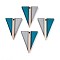 Transparent Resin & Wood Pendants, Triangle, Two Tone, Steel Blue, 36.5~37x27.6x3.4mm, Hole: 2mm