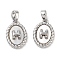 Brass & Shell Pendants, with Shell, Oval & Letter H, Seashell Color, Platinum, 16x11x4mm, Hole: 4.5x2.5mm
