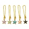 Alloy Enamel Starfish Cup Pendant Decorations, with Brass Flat Oval Cable Chains, Mixed Color, 133mm