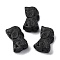 Cinnabar Beads, Carved Lacquerware, Dog, Black, 28x16.5x9mm, Hole: 2mm
