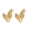 Brass Stud Earring Findings, Nickel Free, Leaf, with Loop, Real 18K Gold Plated, 10.5x9mm, Hole: 1.2mm, Pin: 0.7mm