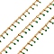 304 Stainless Steel Curb Chains, with Enamel Charms and Spool, Soldered, Ion Plating(IP), Golden, Lime Green, Charm: 6x1.5x2mm, Link: 2x1.5x0.3mm, about 16.4 Feet(5m)/roll