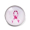 Breast Cancer Awareness Ribbon Glass Brooches, Alloy Edge for Backpack Clothes, Flat Round, Pink, 27mm