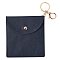 Imitation Leather Jewelry Storage Bags, with Alloy & Iron Keychain Clasps, Light Gold, Rectangle, Prussian Blue, 13x12x0.35cm Ring: 30x2mm, Clasps: 35x24x5