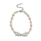 Rack Plating Brass Micro Pave Cubic Zirconia Beaded Bracelets, Cadmium Free & Lead Free, Long-Lasting Plated, Frog, Platinum, 7-1/8 inch(18.2cm)