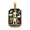 Ion Plating(IP) 304 Stainless Steel Enamel Pendants, Real 18K Gold Plated, Tarot Charm, Tower, 32x19.5x2mm, Hole: 7.5x4mm