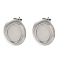 304 Stainless Steel Stud Earring Settings, Oval, Stainless Steel Color, Tray: 14x10mm, 20.5x16.5mm, Pin: 0.7mm