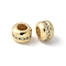 Brass Micro Pave Clear Cubic Zirconia Beads, Lead Free & Cadmium Free, Long-Lasting Plated, Rack Plating, Rondelle, Real 18K Gold Plated, 4.5x6.5mm, Hole: 2.5mm