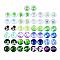 Glass Cabochons, Half Round/Dome with Clover Pattern, Mixed Color, 25mm, about 50pcs/bag