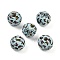 Painted Wood European Beads, Large Hole Beads, Round, Light Blue, Butterfly, 15.5mm, Hole: 4~4.5mm