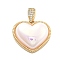 Rack Plating Brass with ABS Imitation Pearl, Long-Lasting Plated, Lead Free & Cadmium Free, Heart Charms, Real 18K Gold Plated, 21.5x23x8mm, Hole: 7x3mm