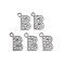 Alloy Pendants, with Crystal Rhinestone, Platinum, Cadmium Free & Lead Free, Alphabet, Letter.B, 17x13x2mm, Hole: 2mm