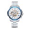 Alloy Watch Head Mechanical Watches, with Stainless Steel Watch Band, Blue & Stainless Steel Color, 220x20mm, Watch Head: 51x52x14.5mm, Watch Face: 39mm
