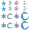 16Pcs 8 Style Alloy Pendants, Star of David with Eye & Moon & Star, Rainbow Color, 18~36x12~25.5x1.5~3mm, Hole: 1.6~2mm, 2pcs/style