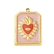 304 Stainless Steel Pendants, with Enamel, Rectangle with Sacred Heart Charm, Ion Plating(IP), Real 18K Gold Plated, 28x18x2.5mm, Hole: 1.8mm