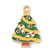 Christmas Alloy Enamel Pendants, Golden, Christmas Tree, 24x16x1.2mm, Hole: 1.8mm