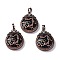 Synthetic Blue Goldstone Pendants, Flat Round Brass Charms, Lead Free & Cadmium Free, 34.5x27x8mm, Hole: 6.5x5mm