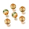 Brass Enamel Beads, Rondelle, Cadmium Free & Lead Free, Real 24K Gold Plated, Mixed Color, 6x5mm, Hole: 3mm