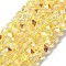 Electroplate Glass Beads, Half Plated, Faceted, Polygon, Gold, 6x6x5.5mm, Hole: 1.2mm, about 96~100pcs/strand, 20.08''~20.47''(51~52cm)