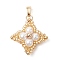 Shell Pearl Glass Seed Beaded Pendants, Star Charms with 304 Stainless Steel Snap on Bails, Golden, Moccasin, 25x25x7mm, Hole: 5.5x2.5mm