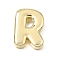 Brass Slide Charms, Letter, Golden, Letter R, 25x18.5x5mm, Hole: 11x2mm