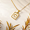 Rectangle 304 Stainless Steel Pave Natural White Shell Initial Pendant Necklaces for Women, Real 18K Gold Plated, Letter C, 15.75 inch(40cm)
