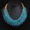Alloy Bib Neckalces for Women, with Faceted Resin Round Beads, Gold, Deep Sky Blue, 17.72 inch(45cm)