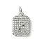 Rack Plating Brass Micro Pave Clear Cubic Zirconia Charms, Long-Lasting Plated, Lead Free & Cadmium Free, Rectangle with Letter Pattern, with Jump Ring, Platinum, Letter P, 14x9.5x2mm, Hole: 3mm