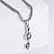 Retro Rock Punk Musical Note Stainless Steel Pendant Necklaces, Stainless Steel Color