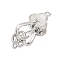 Brass Interlocking Clasps, with Shell, Cloud, Platinum, 21x10x9mm, Hole: 1.5mm