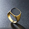 Square 304 Stainless Steel Enamel Finger Rings for Men, Golden, 16mm, US Size 10(19.8mm)