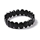 Elastisches Armband aus natürlichem Obsidian mit ovalen Perlen G-E010-01U-2