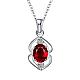 Silver Plated Brass Cubic Zirconia Double Heart Pendant Necklaces NJEW-BB02951-B-1