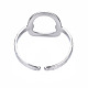 ステンレス鋼の楕円形のオープンカフリング304個  女性のための中空の分厚いリング  ステンレス鋼色  usサイズ6 3/4(17.1mm) RJEW-T023-81P-2