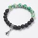 Natural Lava Rock Beads Charm Bracelets BJEW-O161-26-1