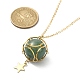 Brass Braided Macrame Pouch Star Pendant Necklace NJEW-TA00096-3