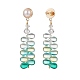 Orecchini pendenti lunghi a forma di foglia di perline di vetro con perle finte EJEW-TA00140-3