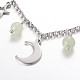 Moon & Star Stainless Steel Gemstone Charm Bracelets X-BJEW-JB01935-3