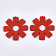 塗装された天然木のペンダント  花  ミックスカラー  49.5x49x3mm  穴：1mm WOOD-Q040-010-M-3