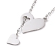 302 Stainless Steel Heart Puzzle Pendant Lariat Necklaces NJEW-I118-01P-1
