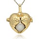 Golden Tone Brass Hollow Heart Cage Pendants KK-J241-02G-1