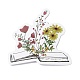Buch mit Blumenmuster selbstklebende Bildaufkleber DIY-P069-02-5
