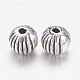 Antique Silver Alloy Corrugated Round Spacer Beads X-LF0263Y-NF-2