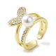 Открытое кольцо-манжета для женщин из латуни с микро-паве и цирконием в форме сердца для женщин RJEW-F154-03G-A-5