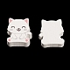 スプレー塗装された天然メープルウッドビーズ  猫の形  ホワイト  20x16.5x4.5mm  穴：2mm WOOD-M007-24-3