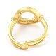 Rack Plating Brass with Clear Cubic Zirconia Donut Open Cuff Rings RJEW-Q784-20G-3