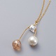 Collane con pendente in perle di vetro e perle di vetro ecologiche NJEW-JN02622-3