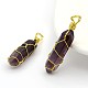 Bullet Natural Amethyst Double Terminated Pointed Pendants G-M225-03G-1