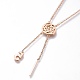 304 Stainless Steel Rose Lariat Necklaces NJEW-I240-18-4